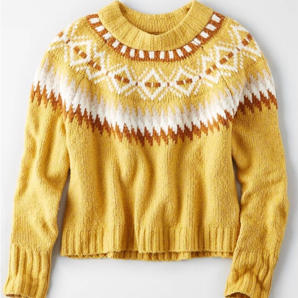 AMERICAN EAGLE OUTFITTERS Yellow and Brown Sweater💛🤎